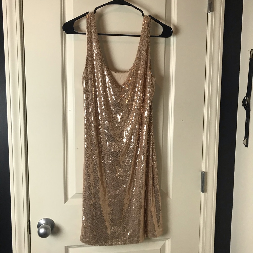 Lined gold sequin dress